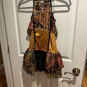 Multicolor Halter Dress with Gold Accents